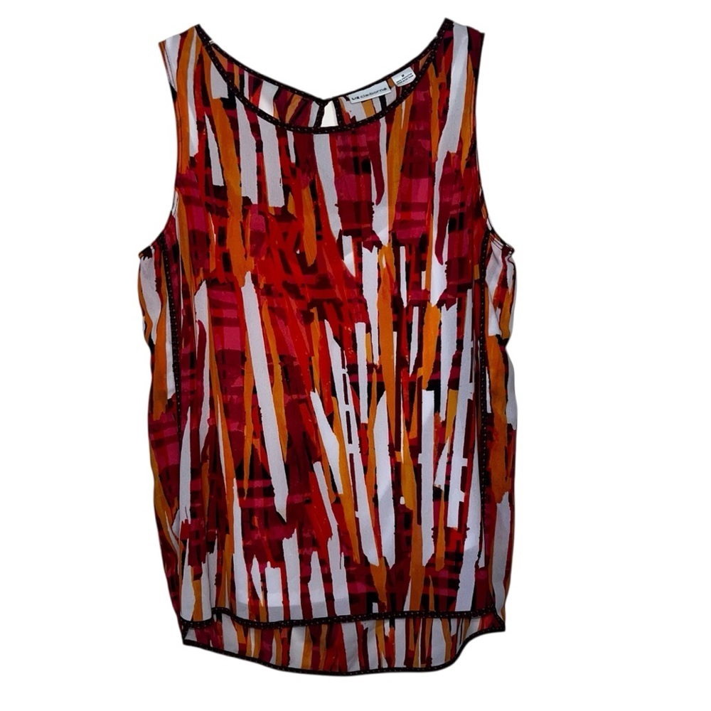 Liz Claiborne Sleeveless Shirt Orange & Pink Blouse Lined Size Medium
